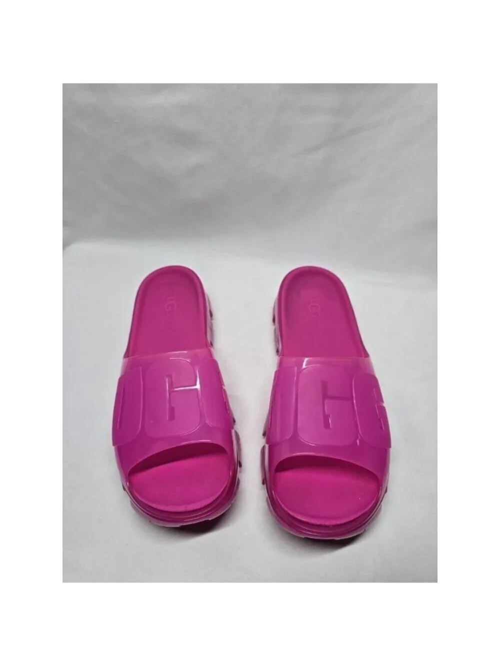 UGG Women’s Jelly Clear Slides Dragon Fruit/Hot Pink Platform Sandals Size 10